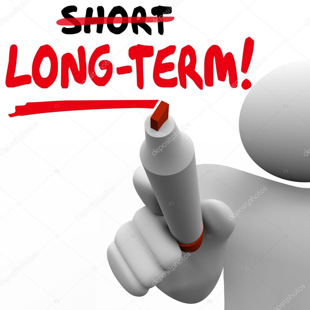 Long Term Vs Short words written on board with marker