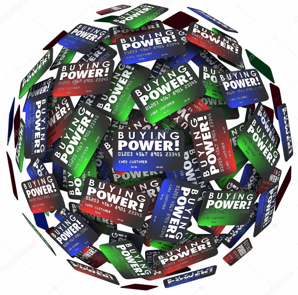 Buying Power words on credit cards in a ball