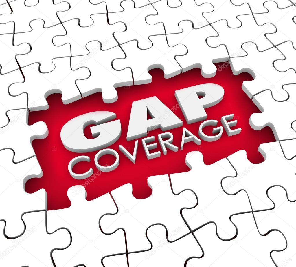 Gap Coverage 3d words in a hole or blank space
