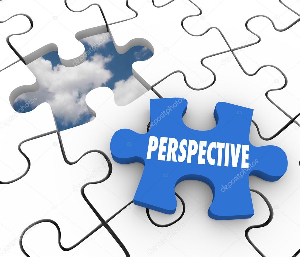 Perspective word on a puzzle piece