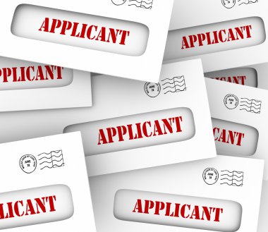 Many envelopes containing applications from applicants clipart