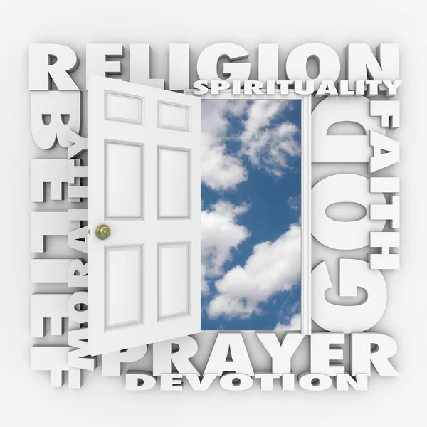 Religion tro tro dörröppningen att följa Gud eller andlighet — Stockfoto