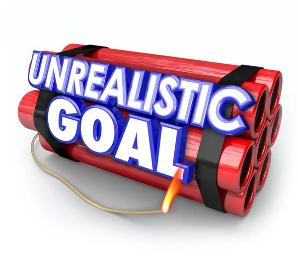 Unrealistic Goal words on a dynamite bomb — Stock Photo, Image