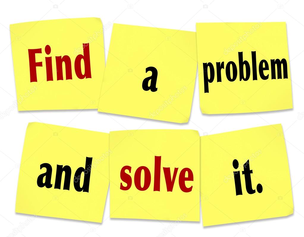 Find a Problem and Solve It words on sticky notes