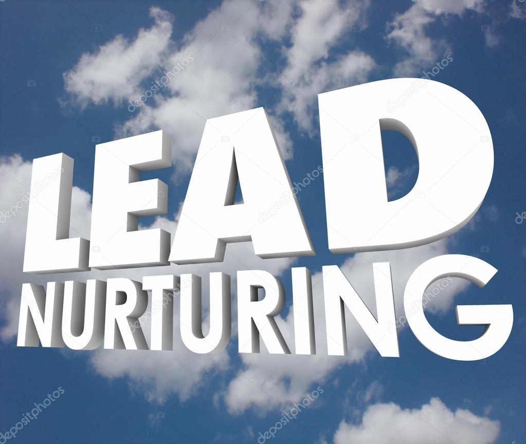 Lead Nurturing 3d words on a cloudy blue sky