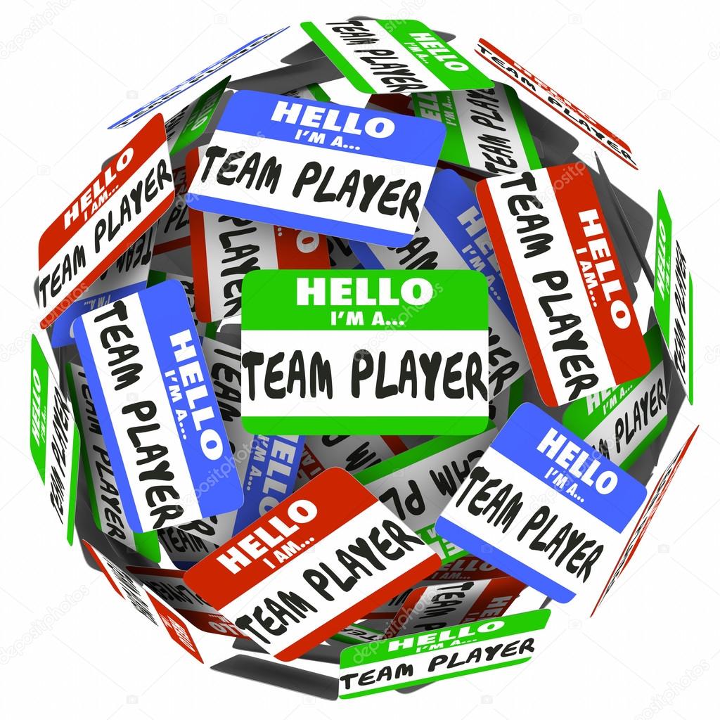 Hello I am a Team Player words on name tags