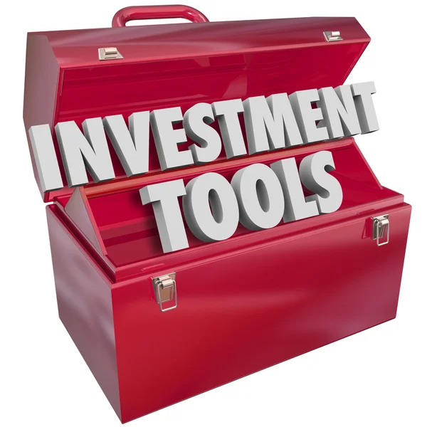 Investiční nástroje slova 3d písmeny — Stock fotografie