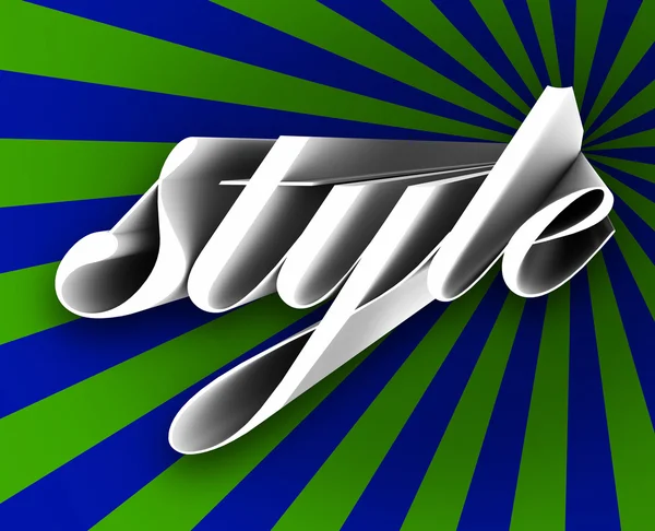 Style word in 3d letters on a blue and green background — Stock Photo, Image