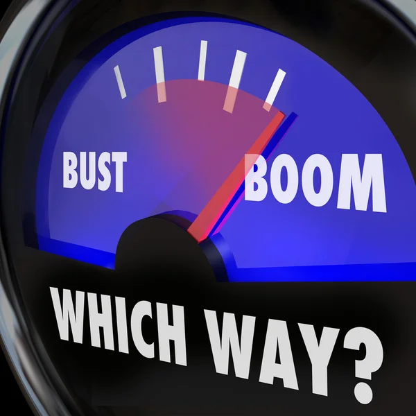 Boom or Bust words on a gauge — Stock Photo, Image