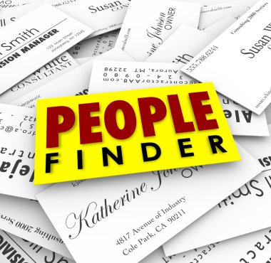 People Finder words on business cards clipart