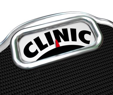 Clinic word on a scale display clipart