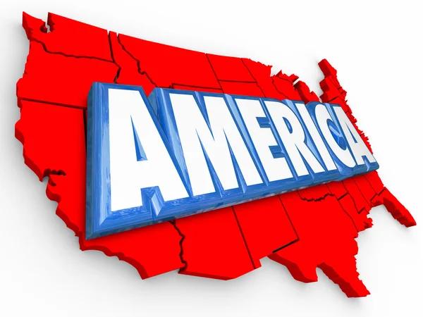 America parola in lettere 3D su una mappa — Foto Stock