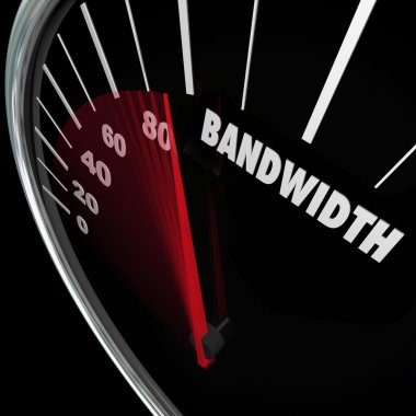 Bandwidth word on a speedometer clipart