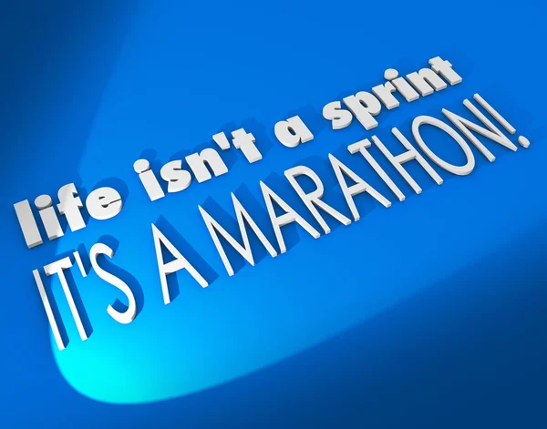 Life Isn't a Sprint It's a Marathon 3D words — Stock Photo, Image