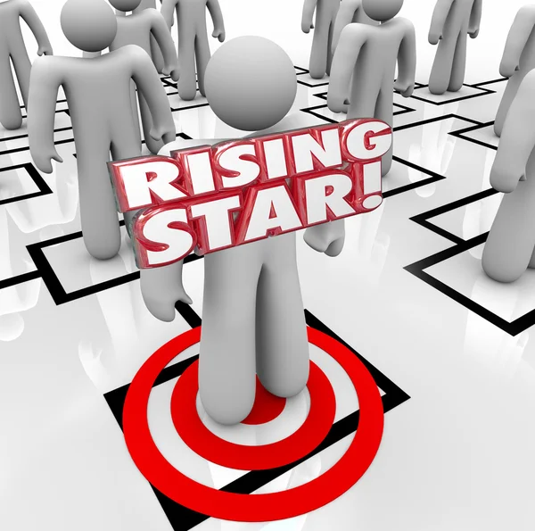 Rising Star 3d woord op een werknemer — Stockfoto