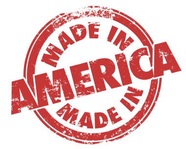 Yuvarlak kırmızı pul Amerika kelimelerle yapılan