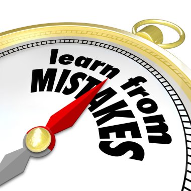 Learn From Mistakes words on a gold compass clipart