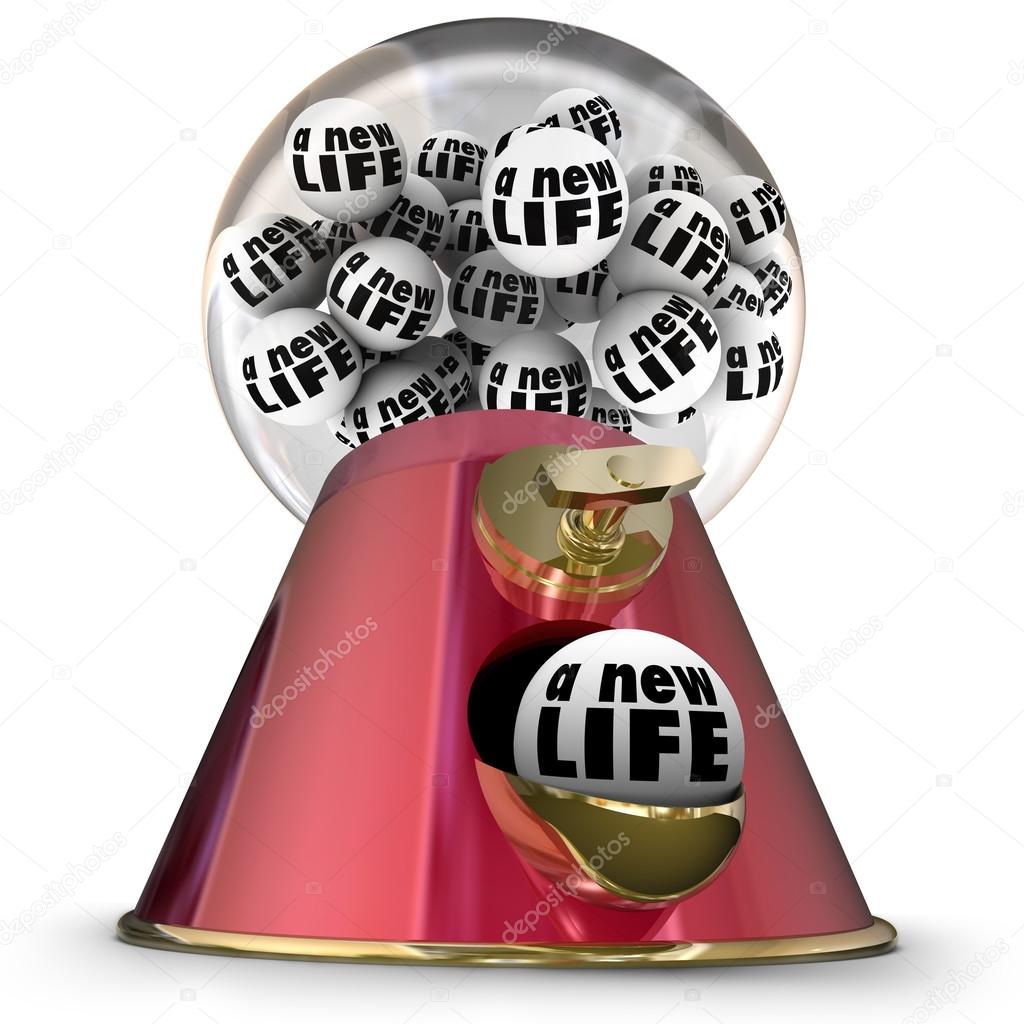 A New Life word on gum balls in a machine or dispenser