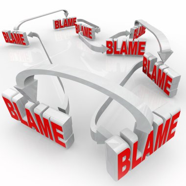 Passing Blame with arrows pointing to others clipart