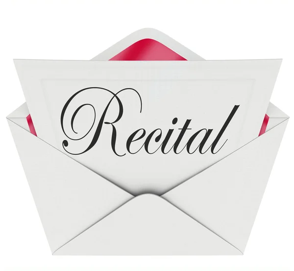 Recital word on an invitation — Stock Photo, Image