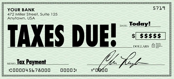 Taxes Due words on a check — Stock Photo, Image