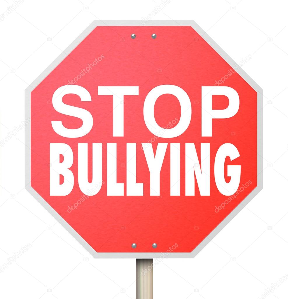 Stop Bulling words on a red road sign