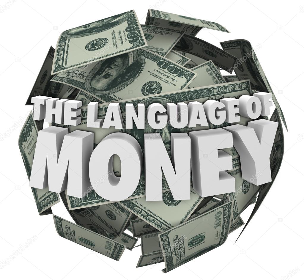 The Language of Money 3d words on a ball