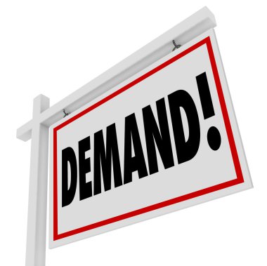 Demand word on a real estate house for sale sign clipart