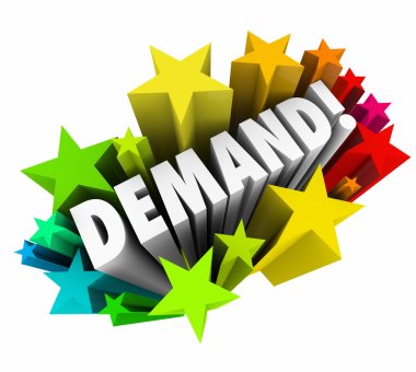 Demand word in colorful stars clipart