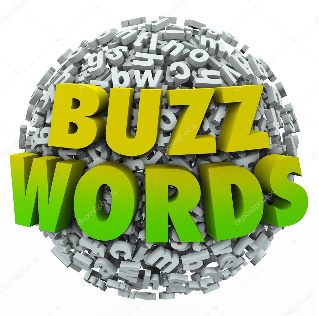Buzzwords 3d words on a ball