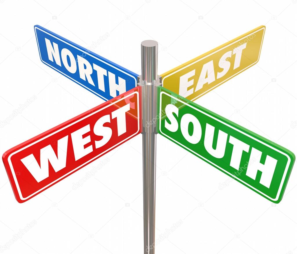 Road signs marked North, South, East and West Stock Photo by ©iqoncept