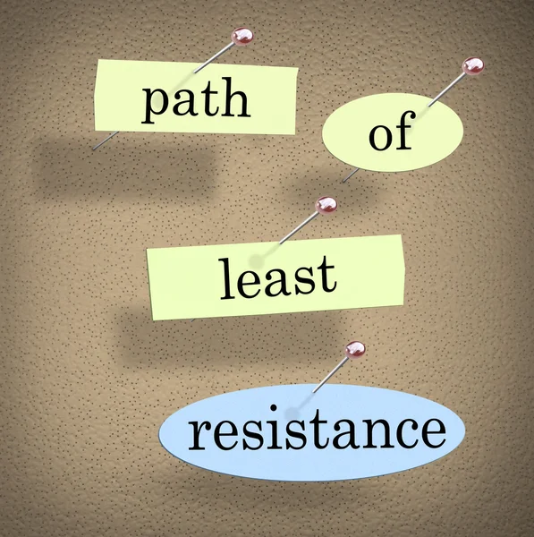 Path of Least Resistance words pinned to a bulletin board — Stock Photo, Image