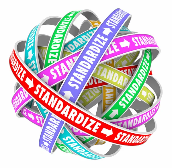 Standardize word on colored ribbons in a ball — Stock Photo, Image