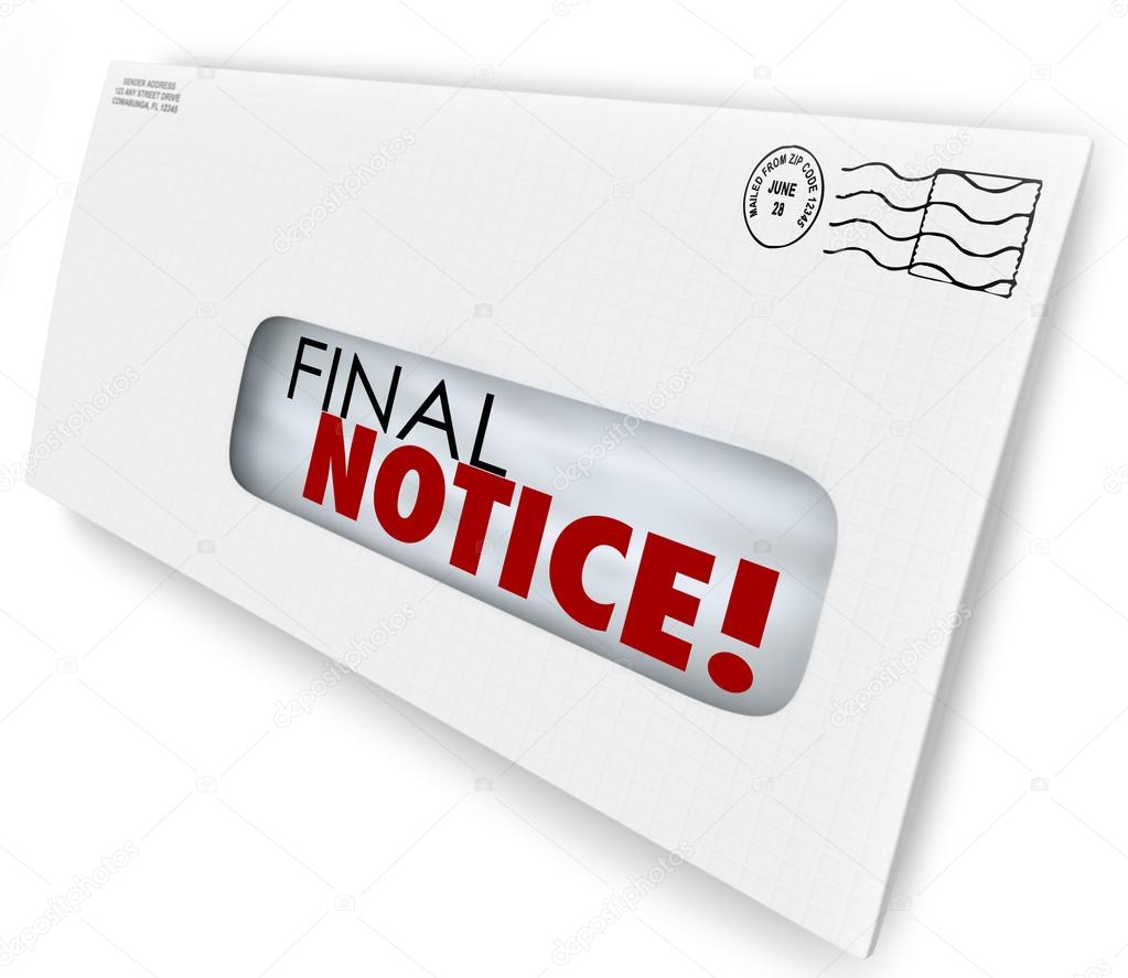 Final Notice Envelope Bill Invoice Past Due Pay Now