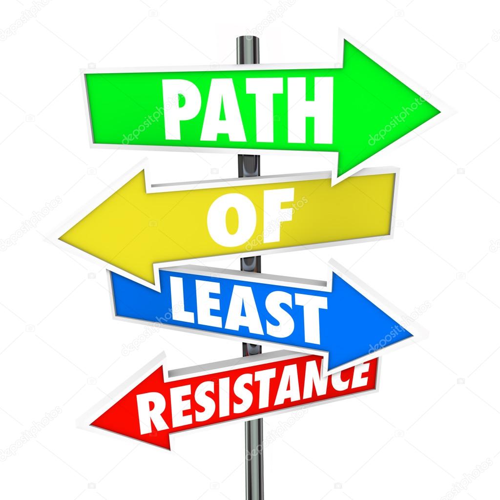 Path of Least Resistance Words on colored arrow signs