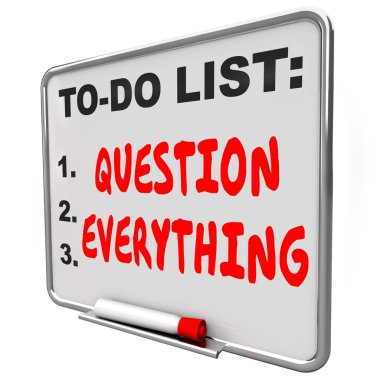 Question Everything words written on dry erase board clipart