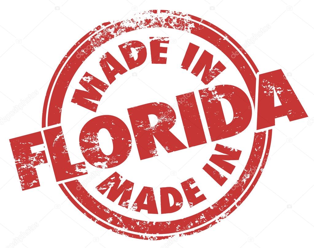 Made in Florida words in round red stamp