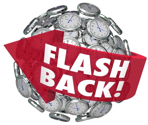 Flash tillbaka orden på en röd pil vrida tillbaka tiden — Stockfoto