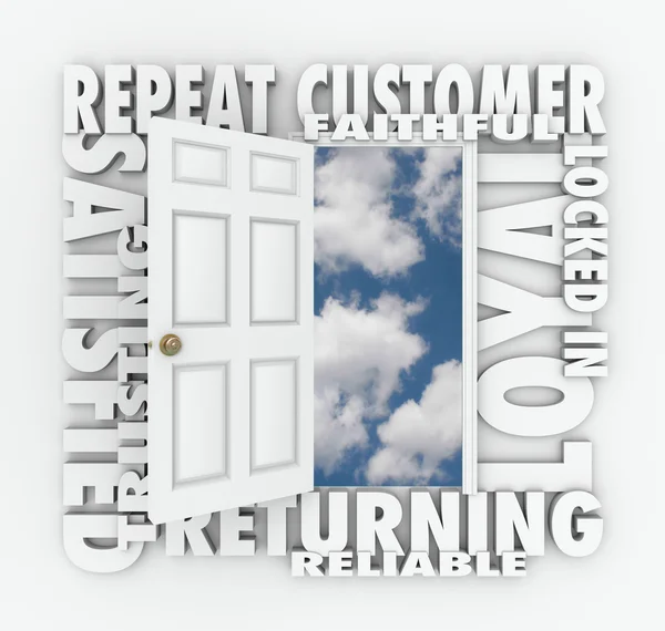 Repeat Customer words over an open door — Stock Photo, Image