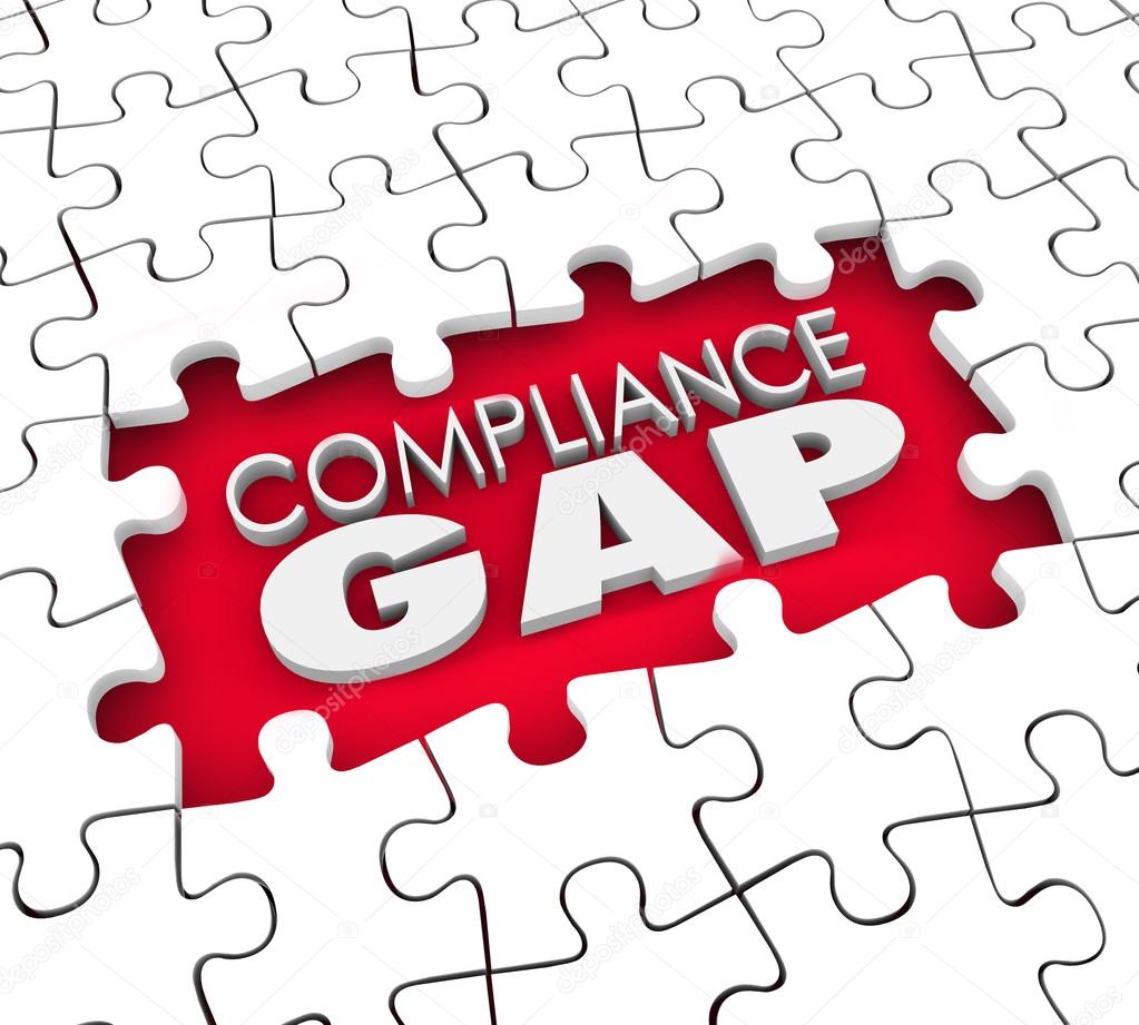 Compliance Gap words in a puzzle hole