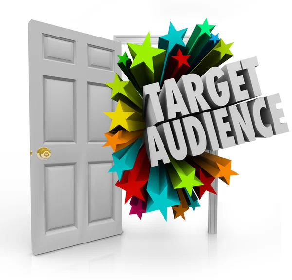 Target Audience 3d words in an open door — Stock Photo, Image