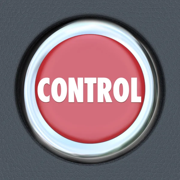 Mot de commande sur le bouton rouge de démarrage ou d'allumage de voiture — Photo