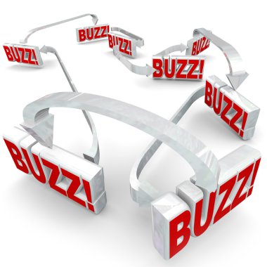Buzz words in 3d letters connected by arrows clipart