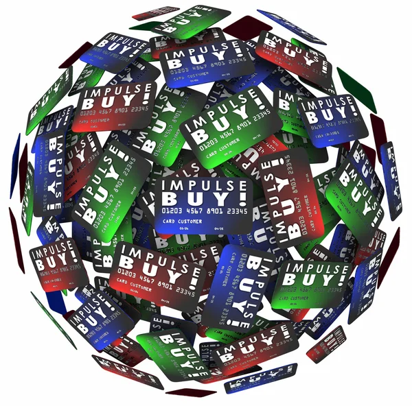 Impulse Buy words on credit cards in a ball — Stock Photo, Image