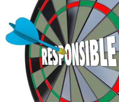 Responsible word on a dart board clipart