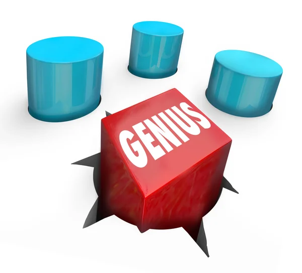 Genius word on a square peg in round hole — Stock Photo, Image