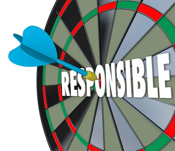 Responsible word on a dart board — Stock Photo, Image