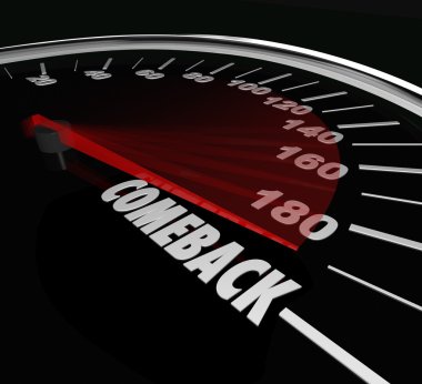 Comeback word on a speedometer clipart