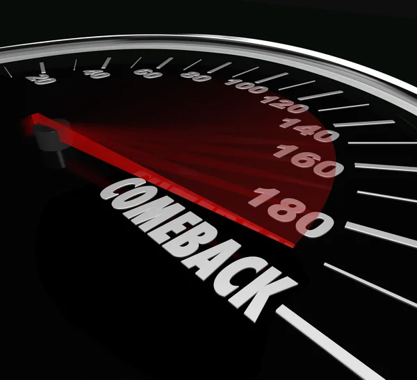 Comeback word on a speedometer — Stock Photo, Image