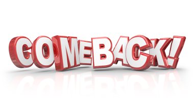 Comeback word in red 3d letters clipart